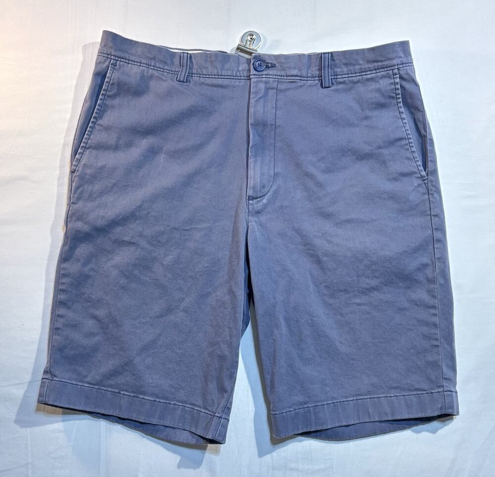 Roundtree & Yorke Mens Blue Chino Shorts Size 36 Flat Front Stretch Casual